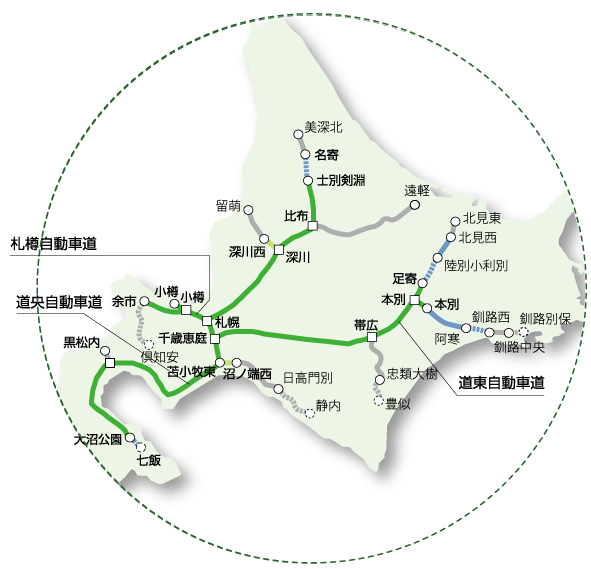 北海道地域の事業エリア（拡大図）