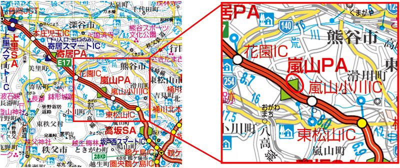 【E17】関越自動車道　嵐山PA（上り線）位置図のイメージ画像